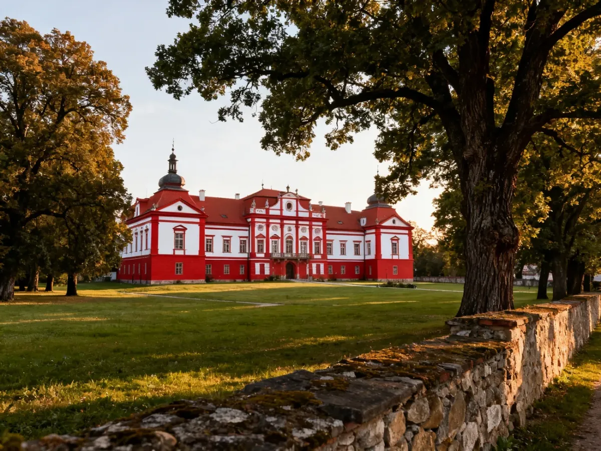 Kompleks zamkowy Hradec nad Moravicí w parku